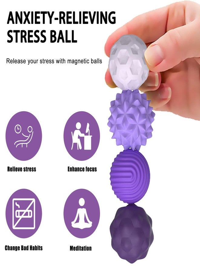 Kizcmvre Silicone Magnetic Fidget Balls - 8Pcs Sensory Magnetic Silicone Balls Desk Toy for Stress Relief and ADHD Anxiety,Silent Magnet with Textured Surface for Teens and Adults (Purple). - Image 5